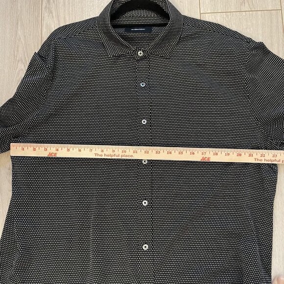 Bugatchi Spread Collar Button Up Shirt Men's 2-X Large Black Long Sleeve - Picture 3 of 10